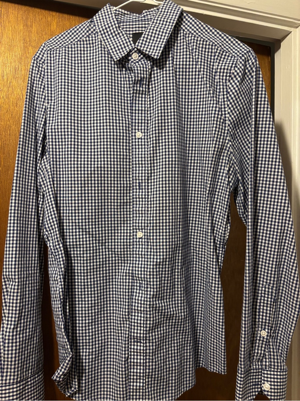 H&M Gingham navy pattern button down